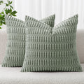 Pack of 2 Corduroy Decorative Throw Pillow Covers 12x12 Inch Soft Boho Striped Pillow Covers Modern Farmhouse Home Decor for Sofa Living Room Couch Bed Light Brown