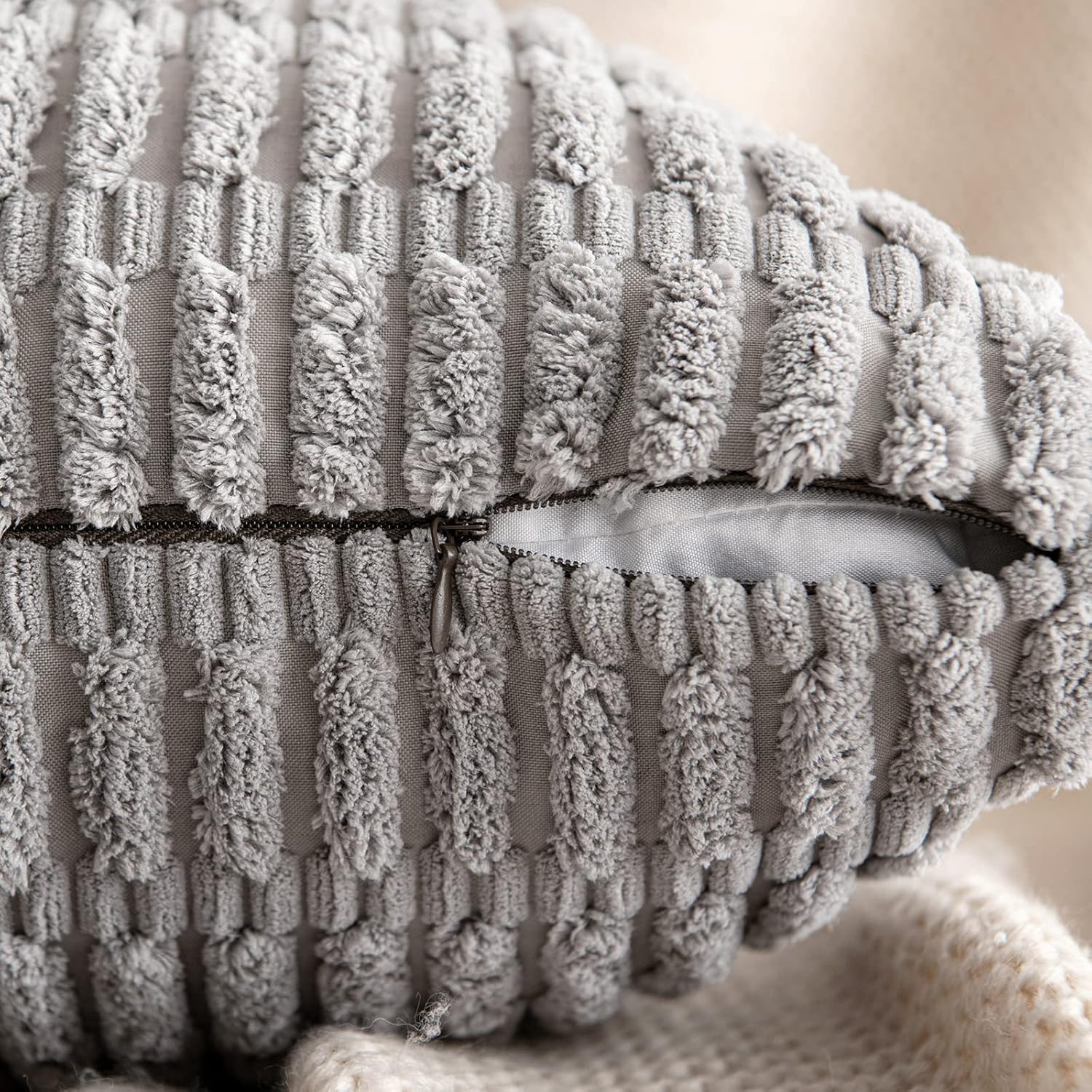 Pack of 2 Corduroy Decorative Throw Pillow Covers 12x12 Inch Soft Boho Striped Pillow Covers Modern Farmhouse Home Decor for Summer Sofa Living Room Couch Bed Mustard Yellow