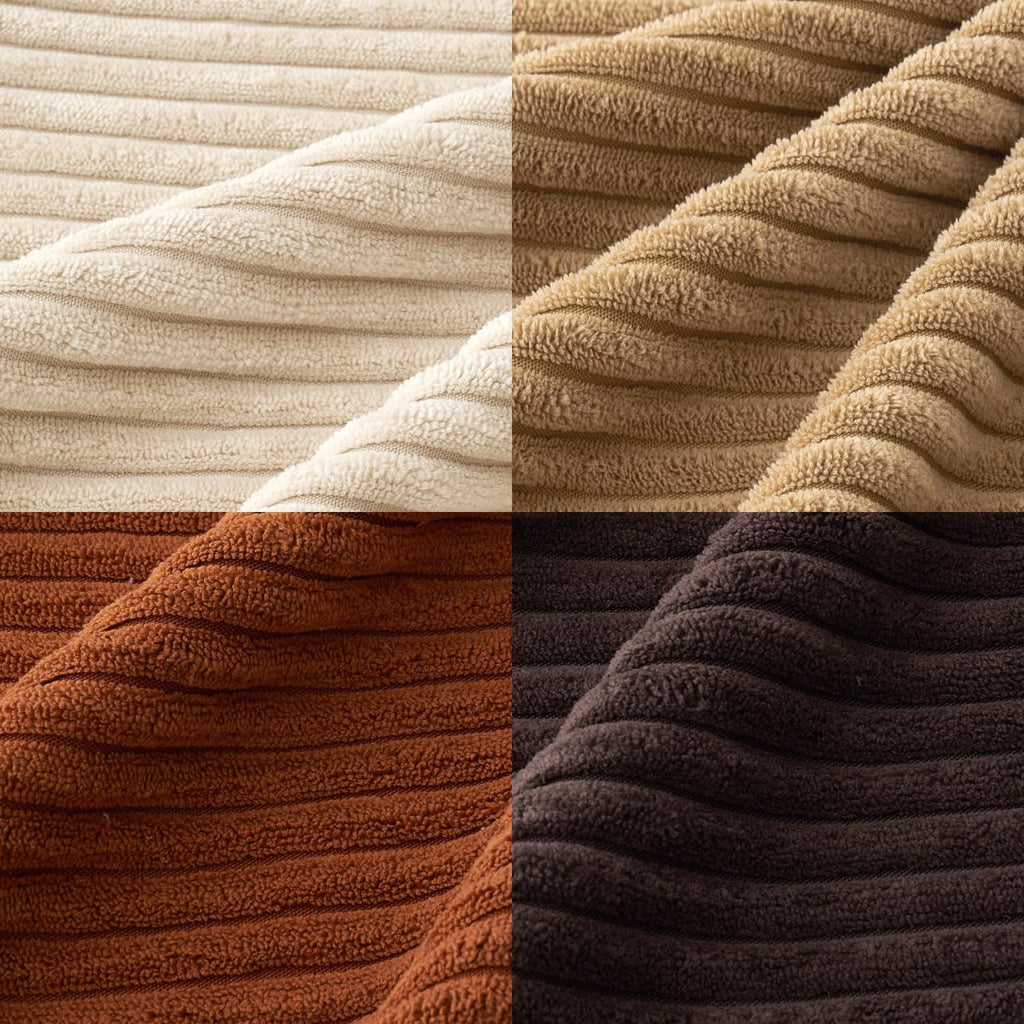 Boho Farmhouse Throw Pillow Covers 18x18 Inch Set of 4 Rustic Mordern Neutral Cushion Covers Soft Corduroy Nordic Home Decor for Couch Bed Sofa Living Room Chocolate Brown/Rust