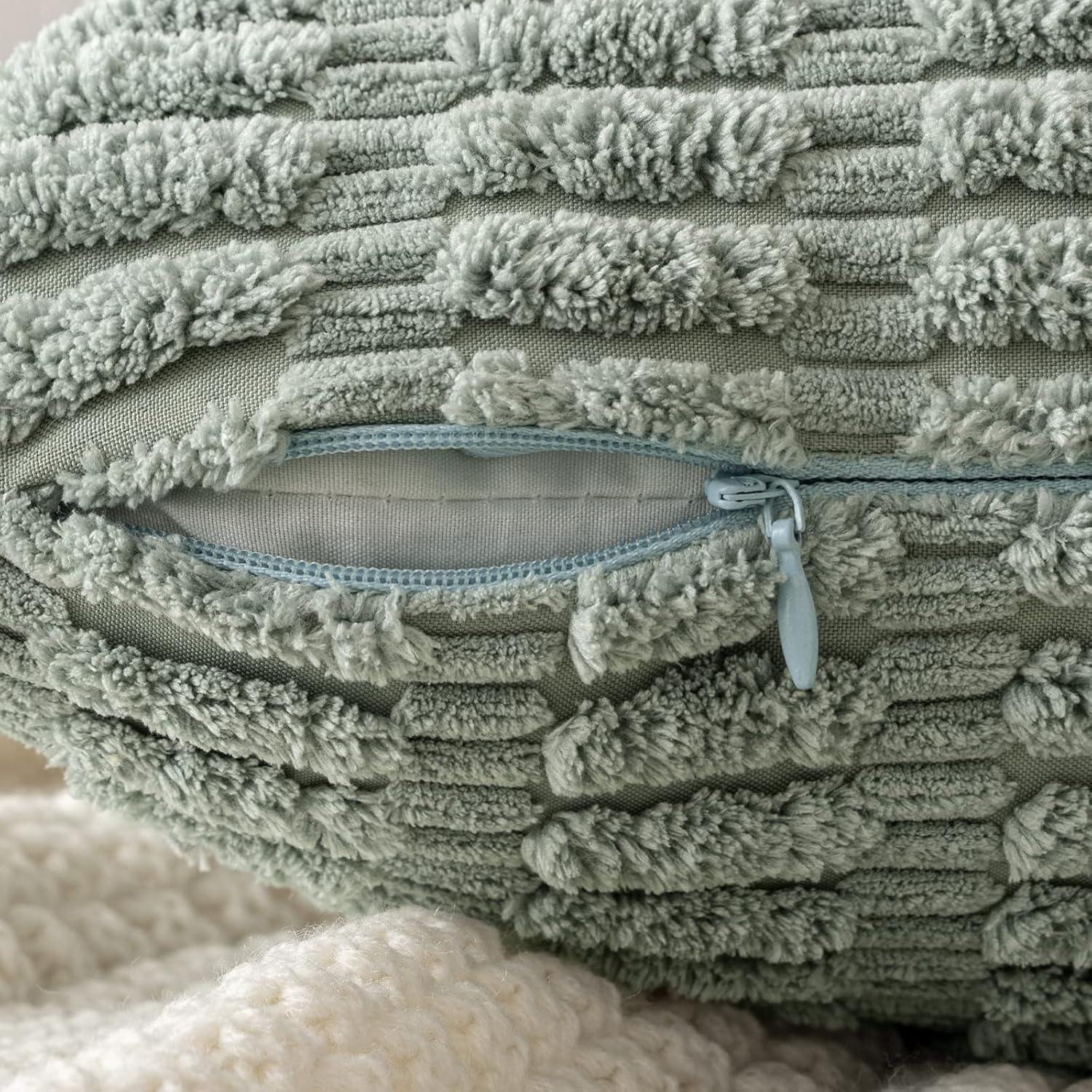 Pack of 2 Corduroy Decorative Throw Pillow Covers 12x12 Inch Soft Boho Striped Pillow Covers Modern Farmhouse Home Decor for Sofa Living Room Couch Bed Light Brown