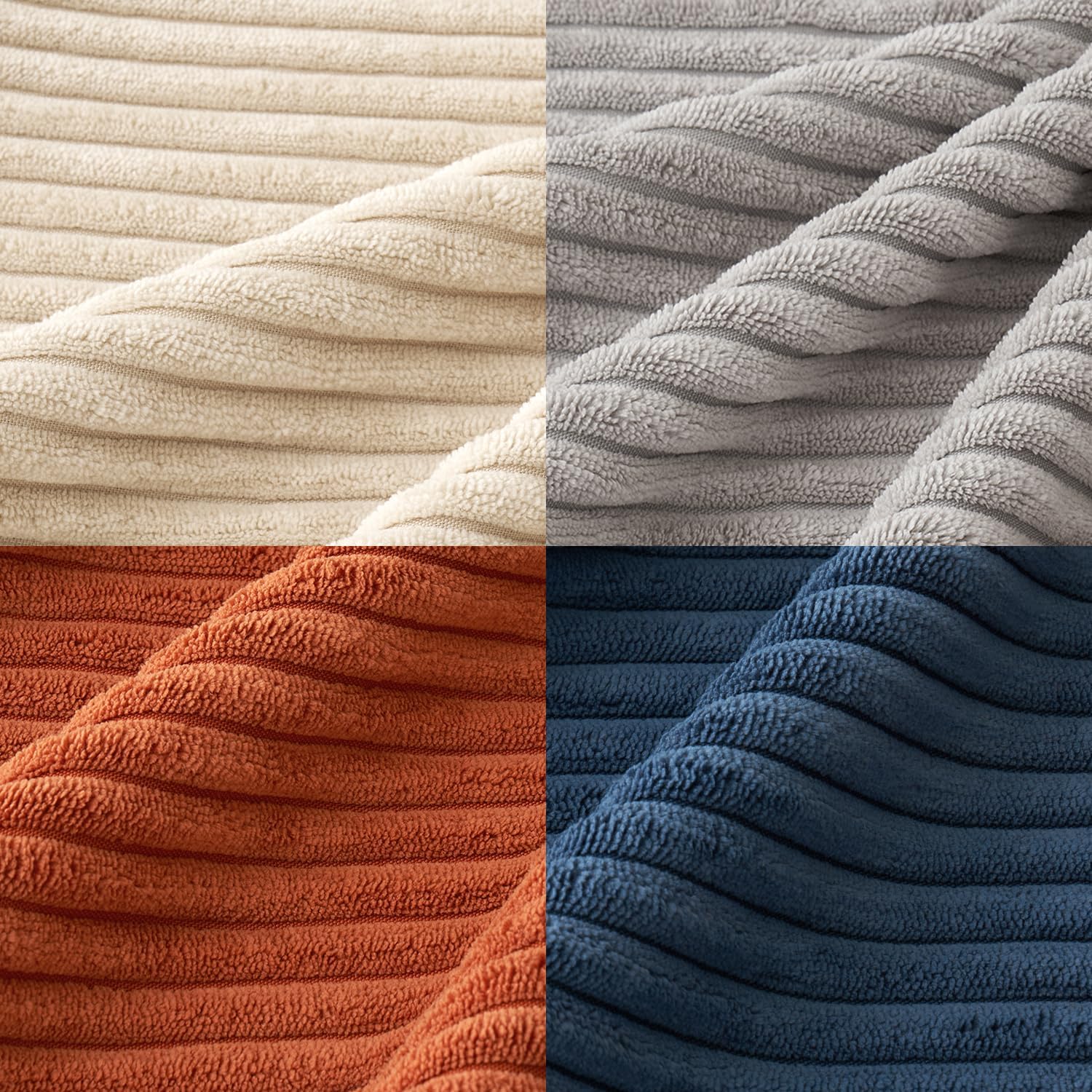 Boho Farmhouse Throw Pillow Covers 18x18 Inch Set of 4 Summer Mordern Neutral Cushion Covers Soft Corduroy Nordic Home Decor for Couch Bed Sofa Living Room Blue-Yellow